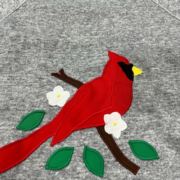 Vintage Cardinal Stitched Animal Print Gray 1980s Collared Sweatshirt Pullover - Picture 2 of 4